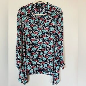 Context from Lord and Taylor Women’s Handkerchief Hem Floral Blouse Size M